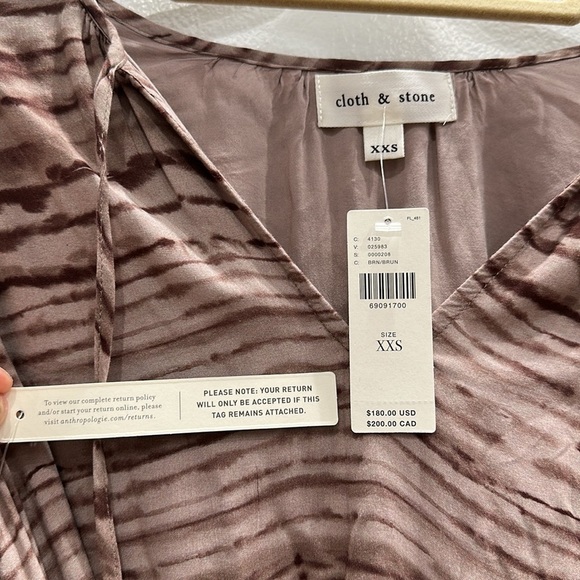 NWT Anthropologie Cloth & Stone Striped Dye Wrap Midi Dress XXS - Picture 8 of 10